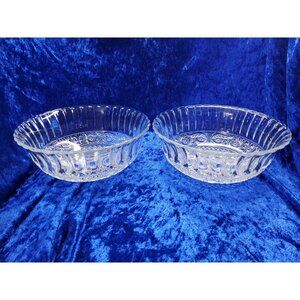 vintage pair of kig indonesia decorative pressed glass serving bowls.